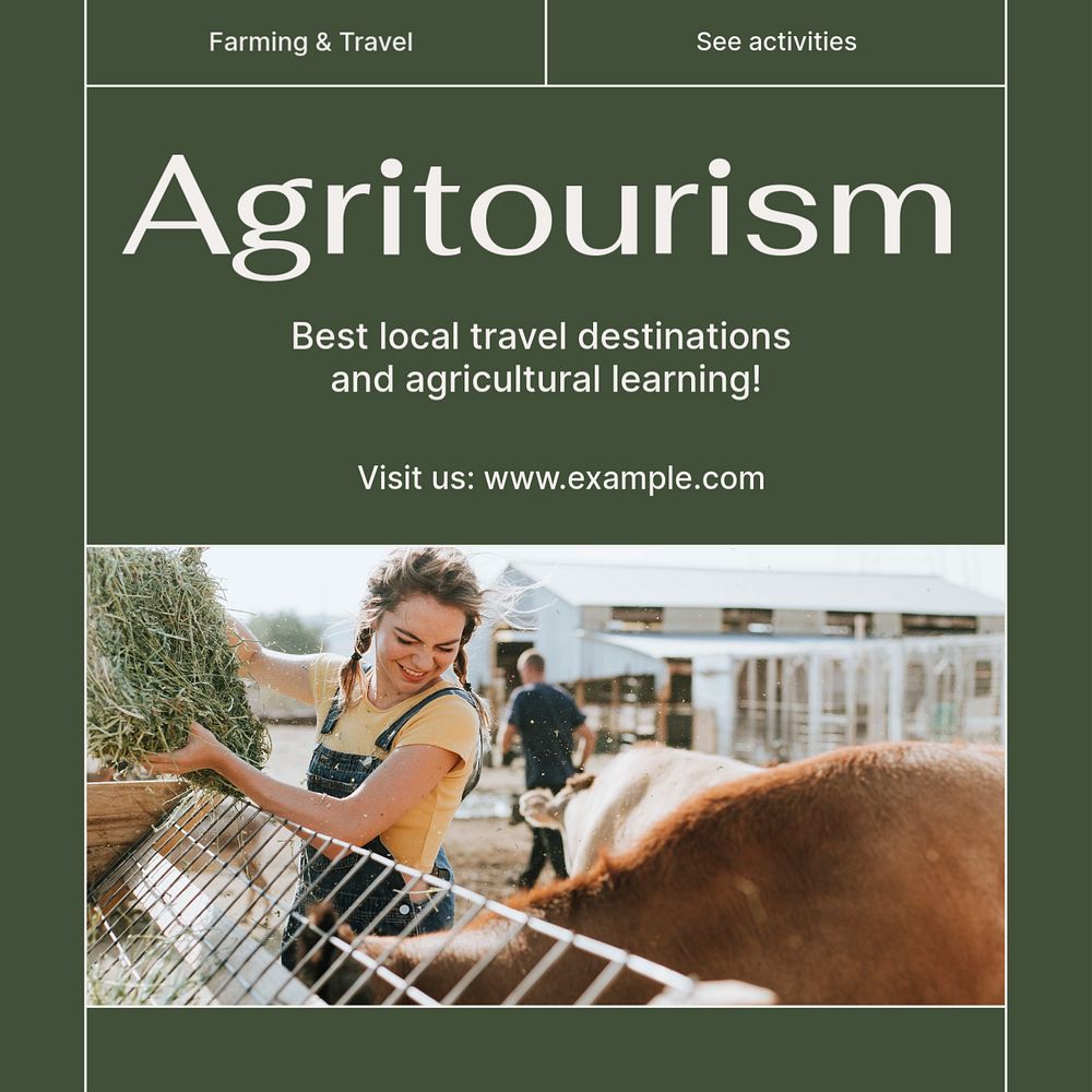 Agritourism Instagram post template, editable text