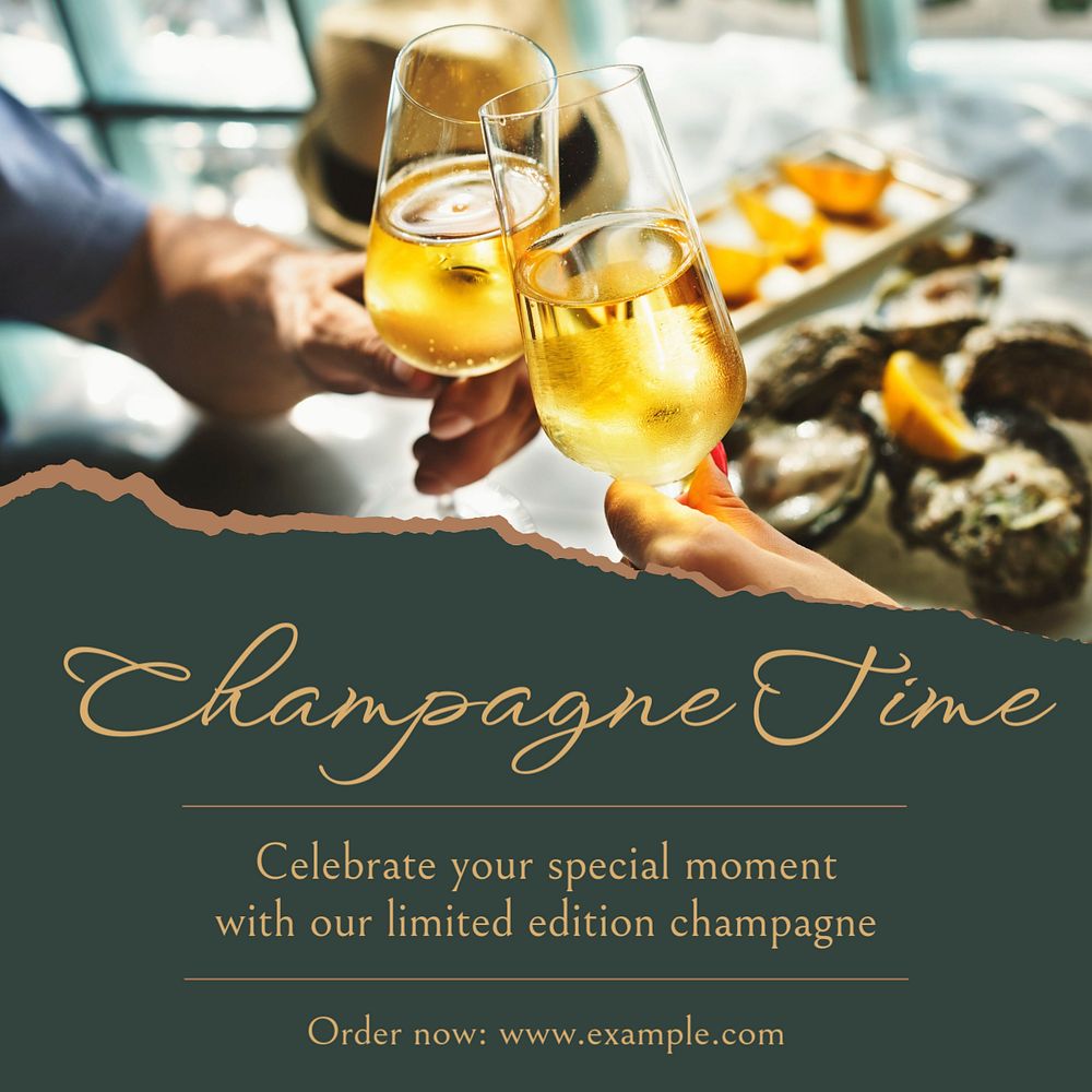 Champagne time Instagram post template, editable text