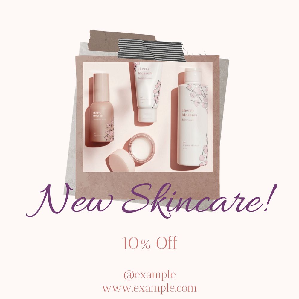 Skincare sale Instagram post template, editable text