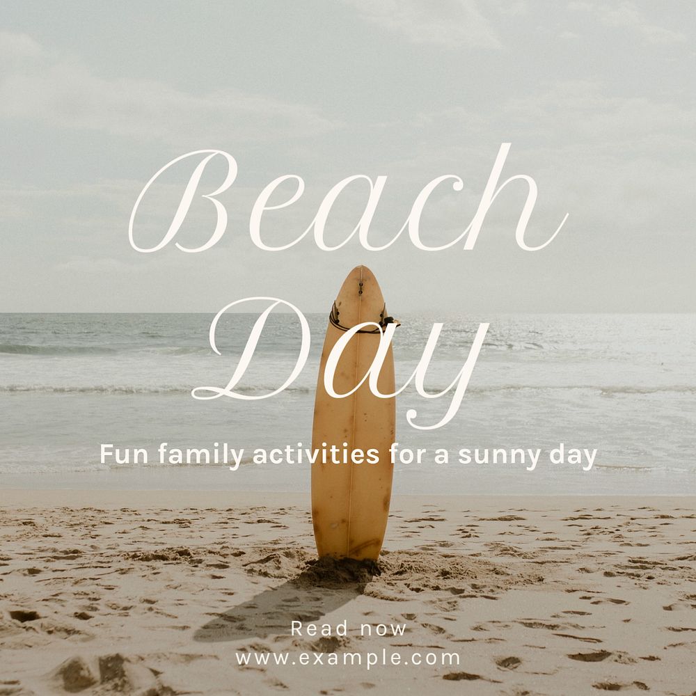 Beach day Instagram post template, editable text