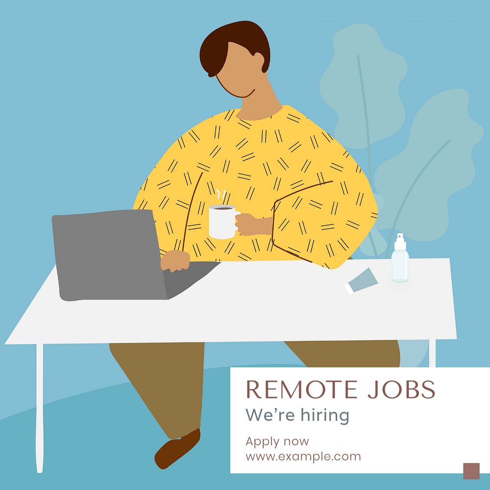 Remote jobs Instagram post template, editable text