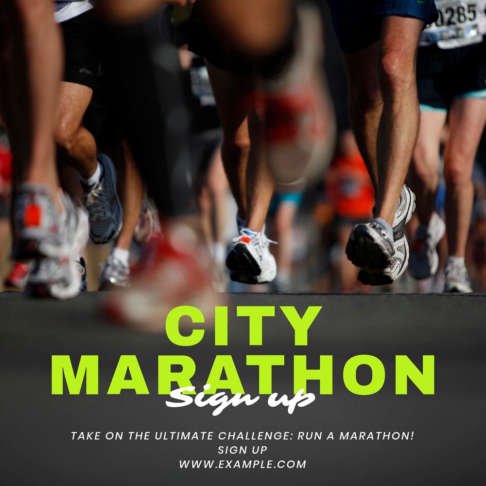 City marathon Instagram post template, editable text