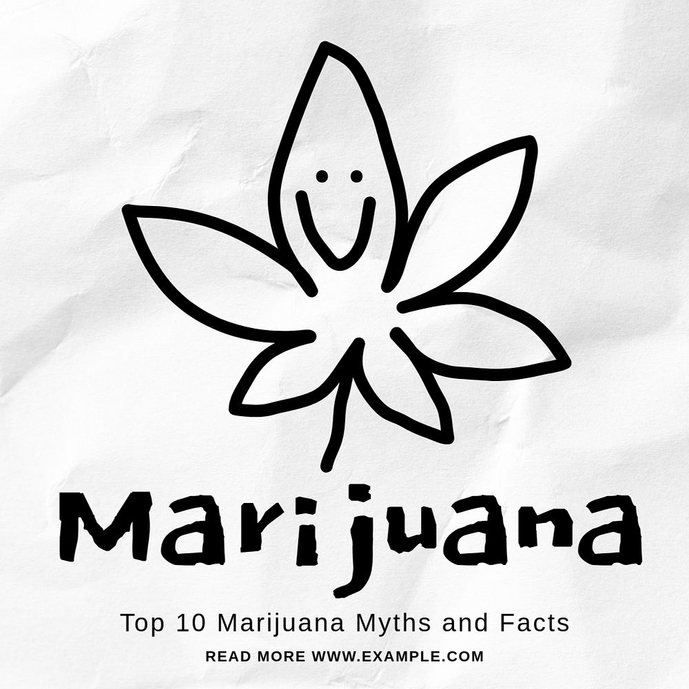 Marijuana Instagram post template, editable text