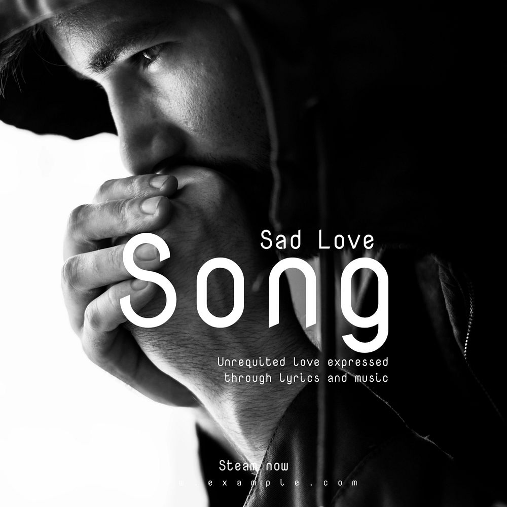 Sad love songs Instagram post template, editable text