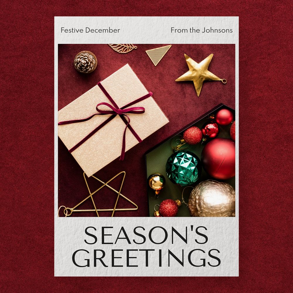 Season's Greetings Instagram post template, editable text