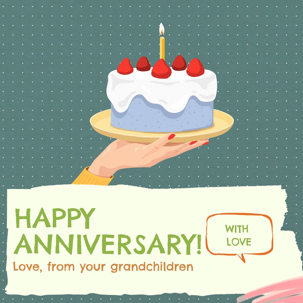 Happy anniversary Instagram post template, editable text