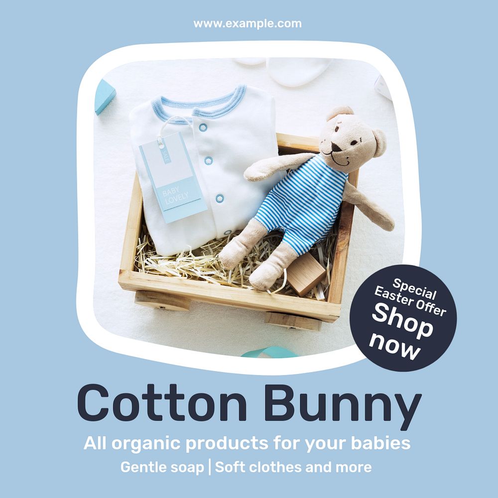 Organic baby products Instagram post template, editable text