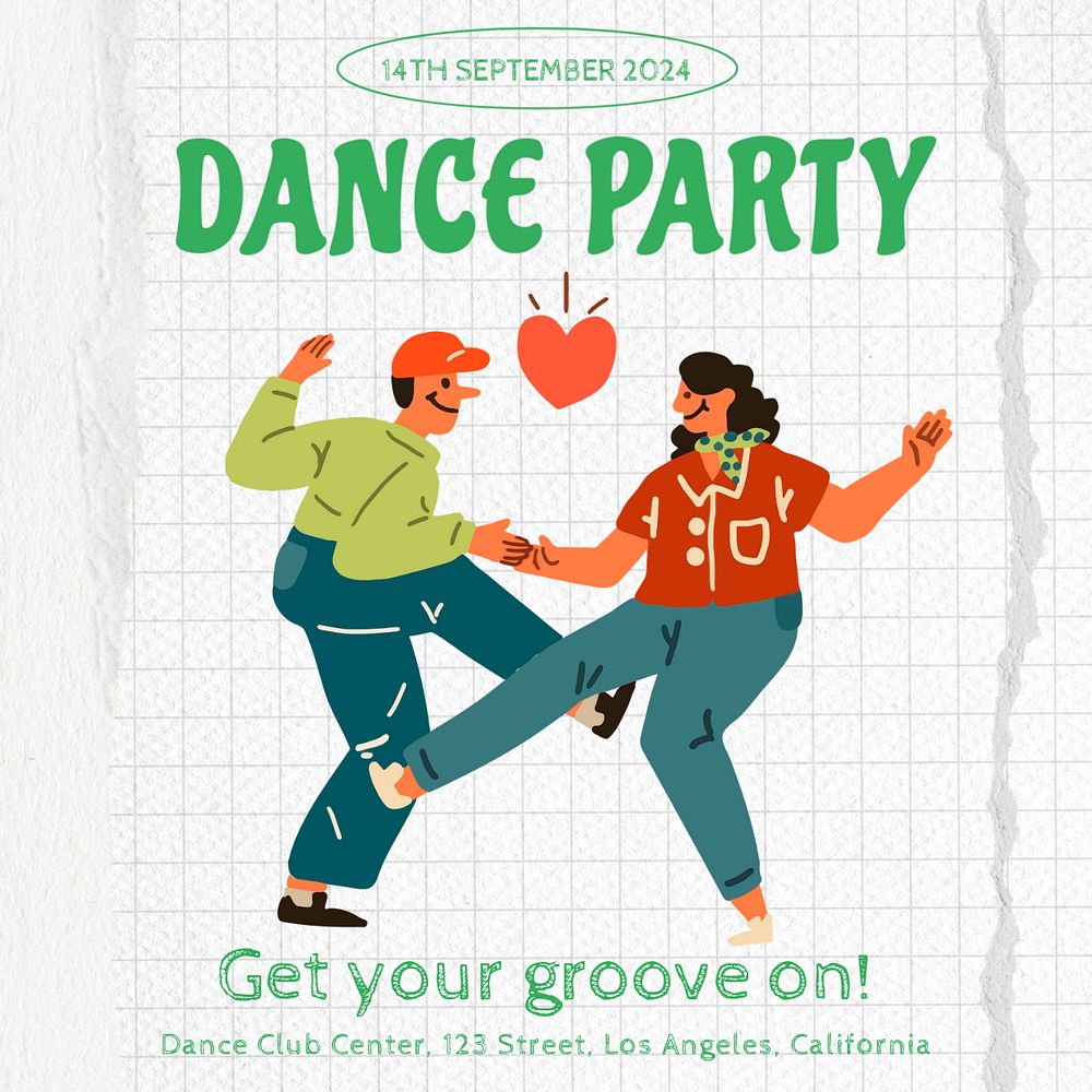 Dance party invitation Instagram post template, editable text