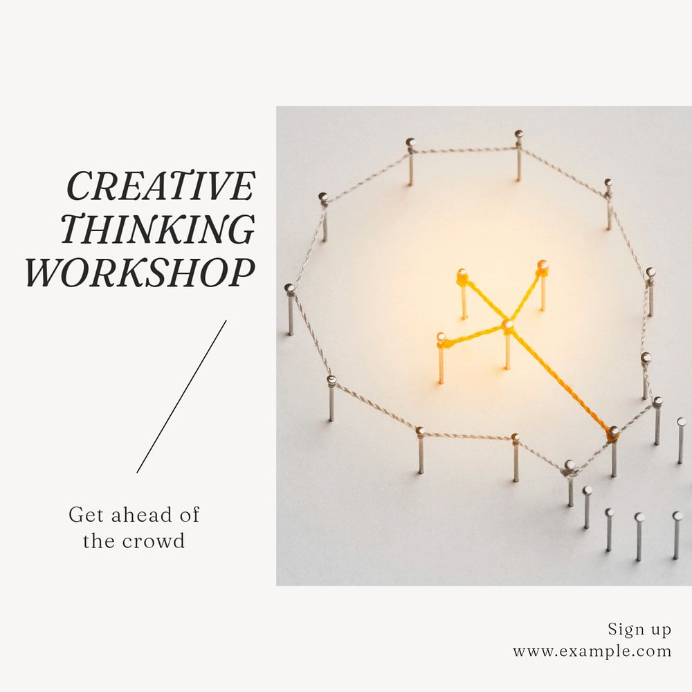 creative thinking workshop Instagram post template, editable text