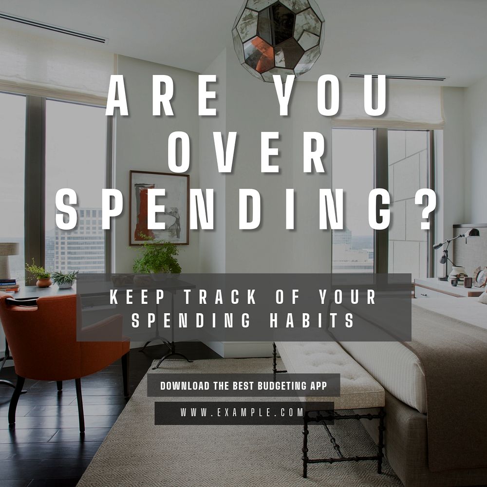 Spending money Instagram post template, editable text