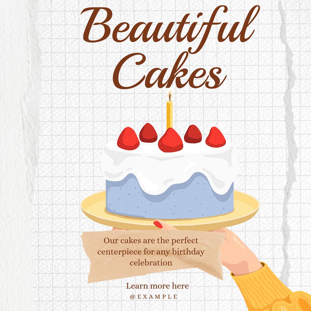 Cakes Instagram post template, editable text