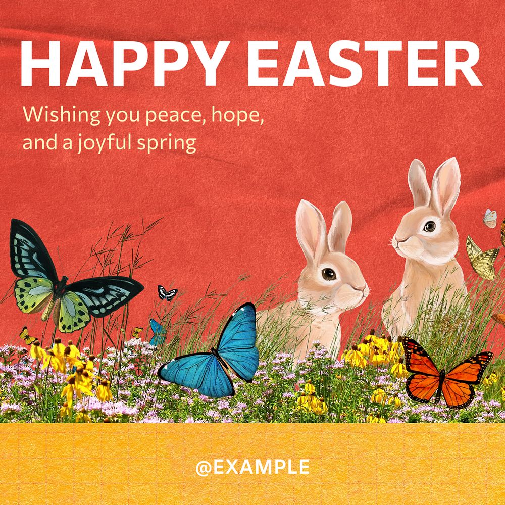 Happy Easter Instagram post template, editable text