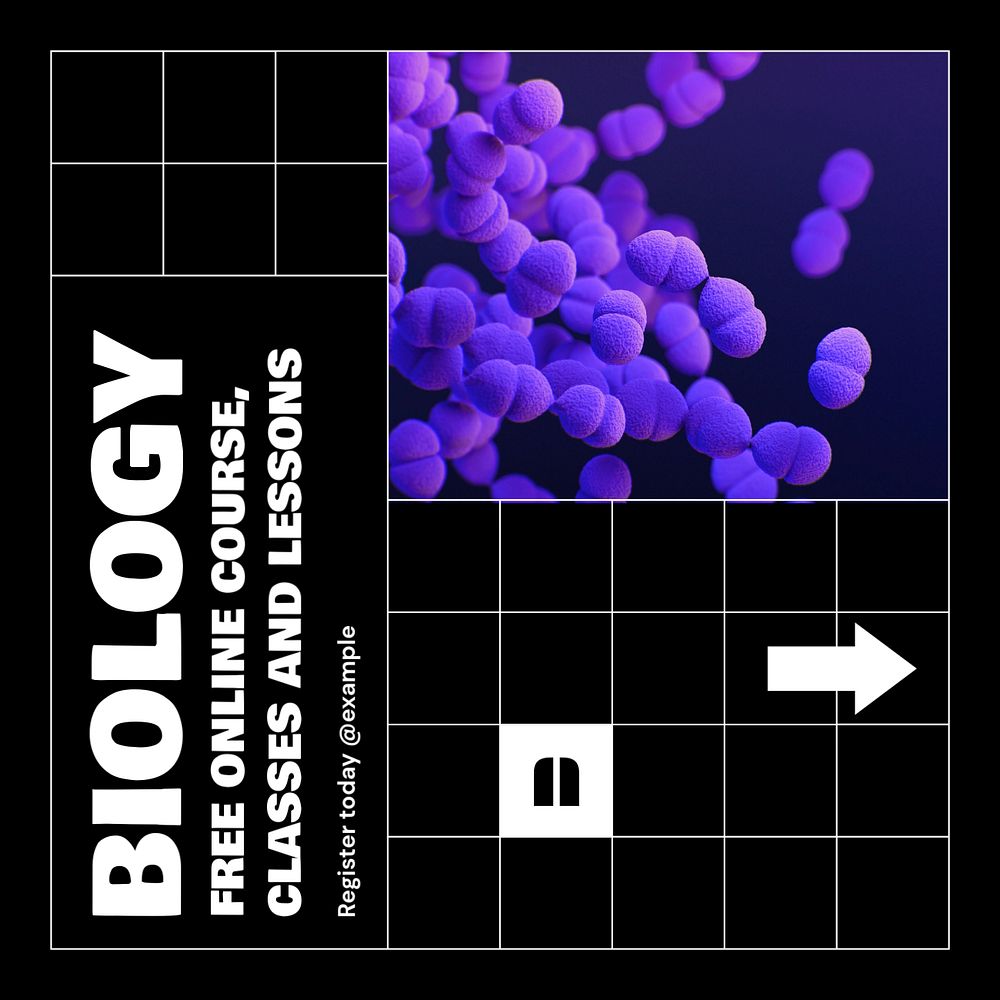 Biology course Instagram post template, editable text