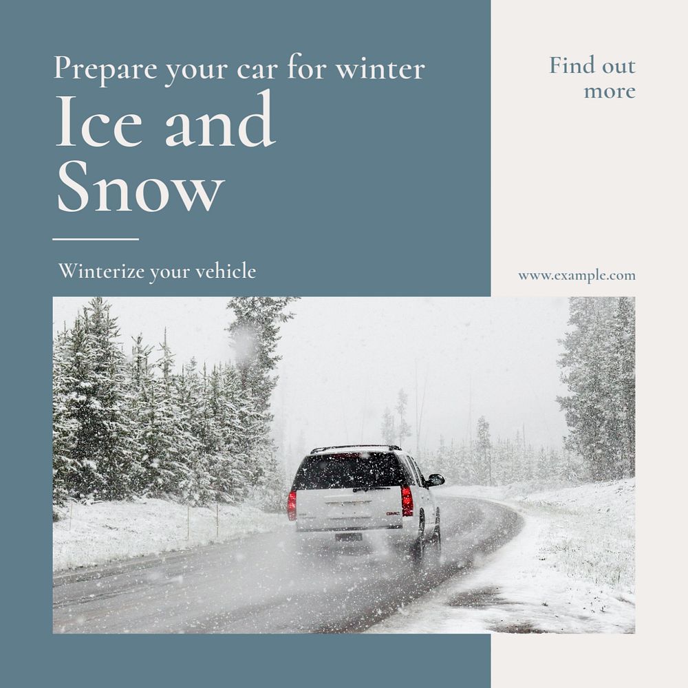 Winter tire driving Instagram post template, editable text