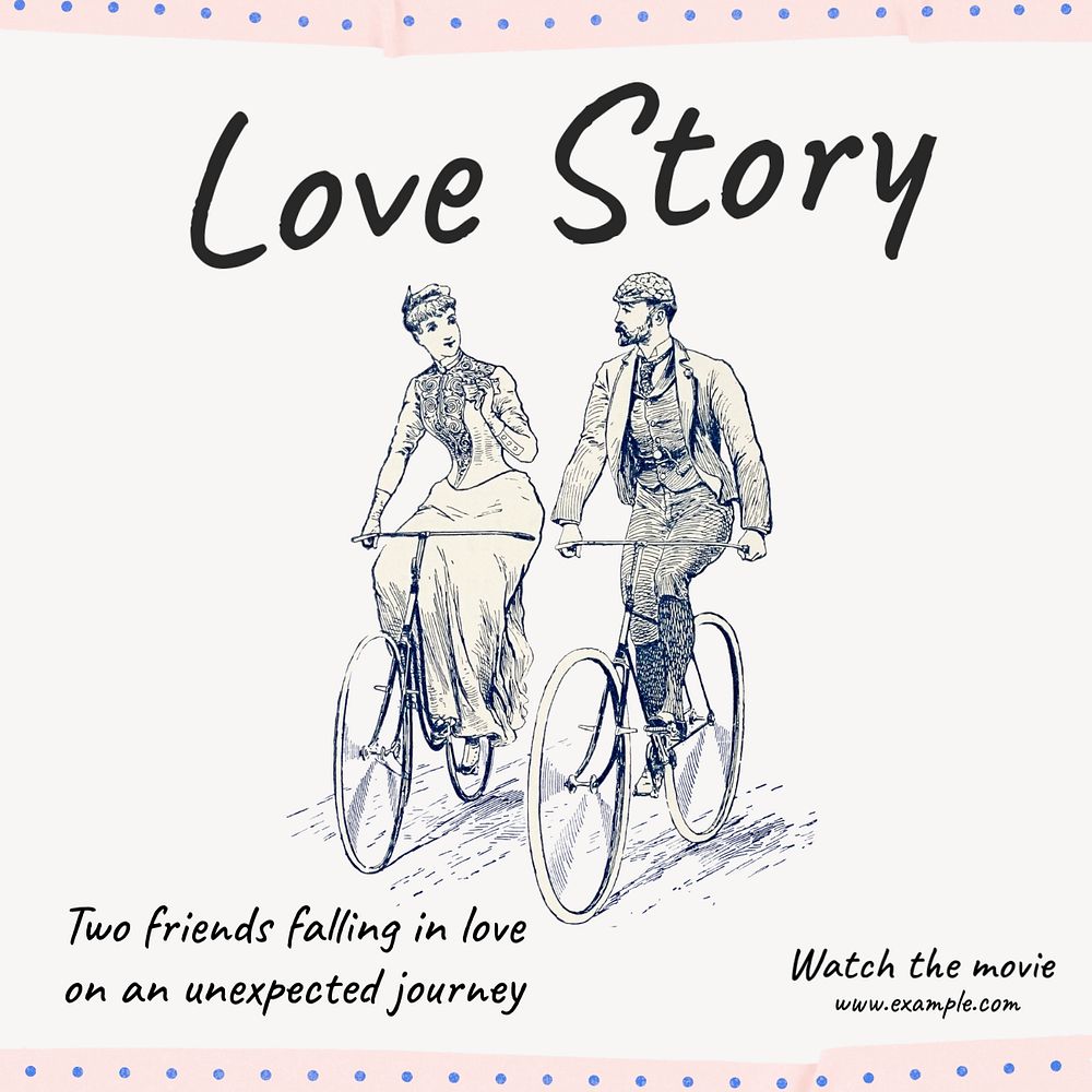 Love story Instagram post template, editable text