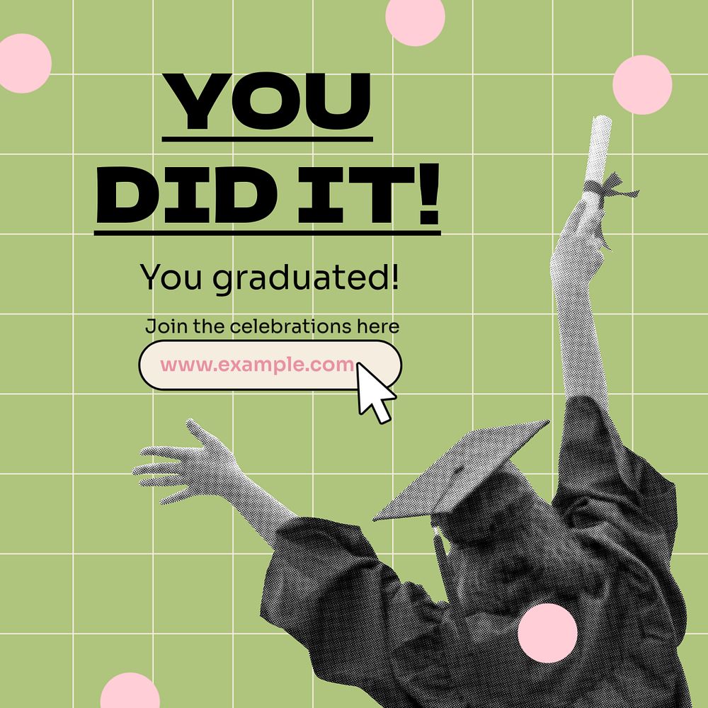 Graduation Instagram post template, editable text