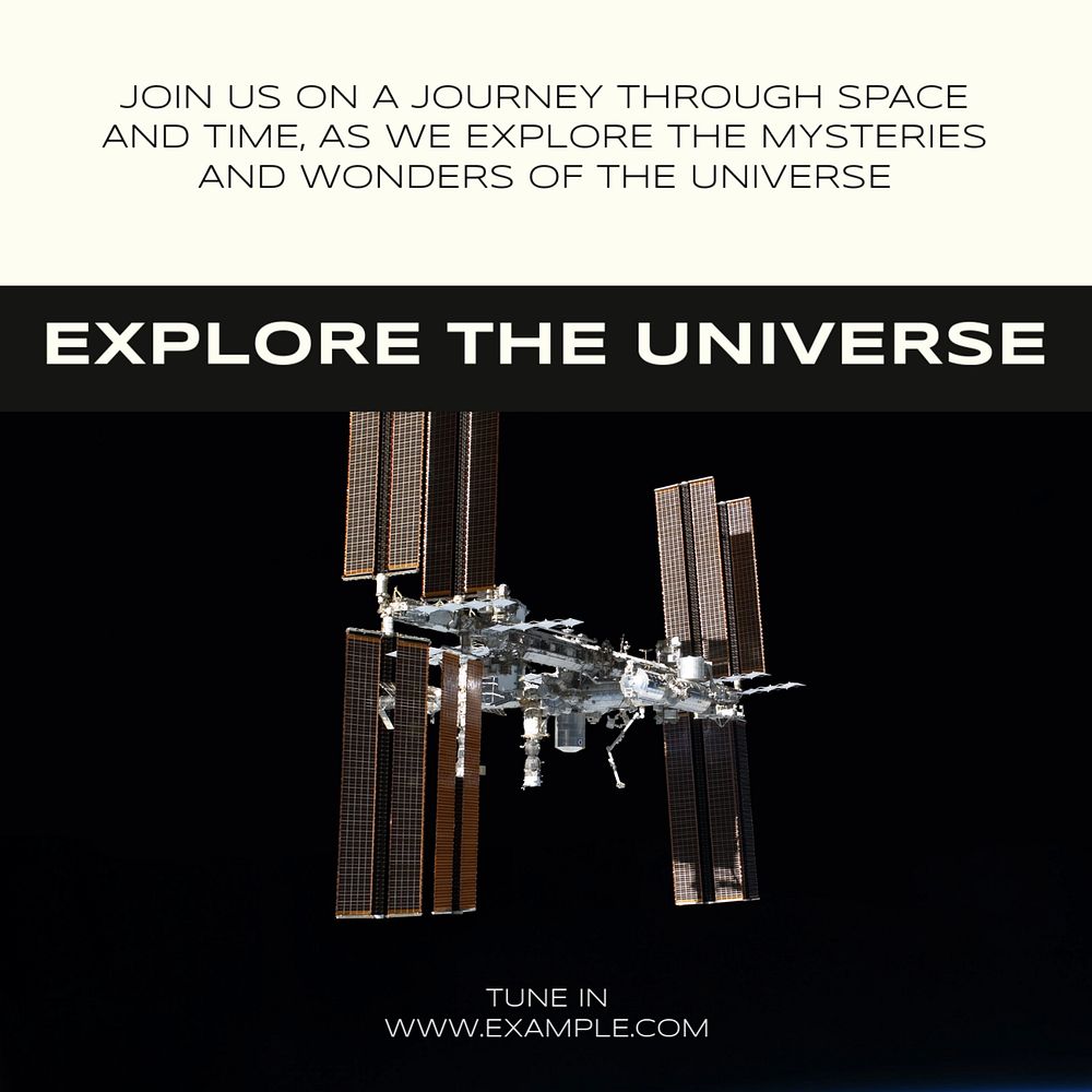 Explore the universe Instagram post template, editable text