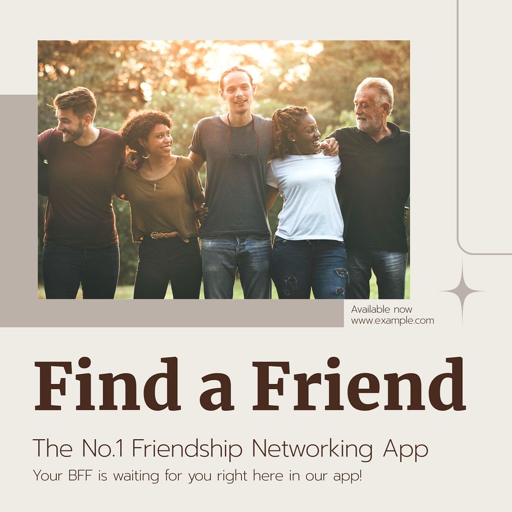 Find a friend Instagram post template, editable text