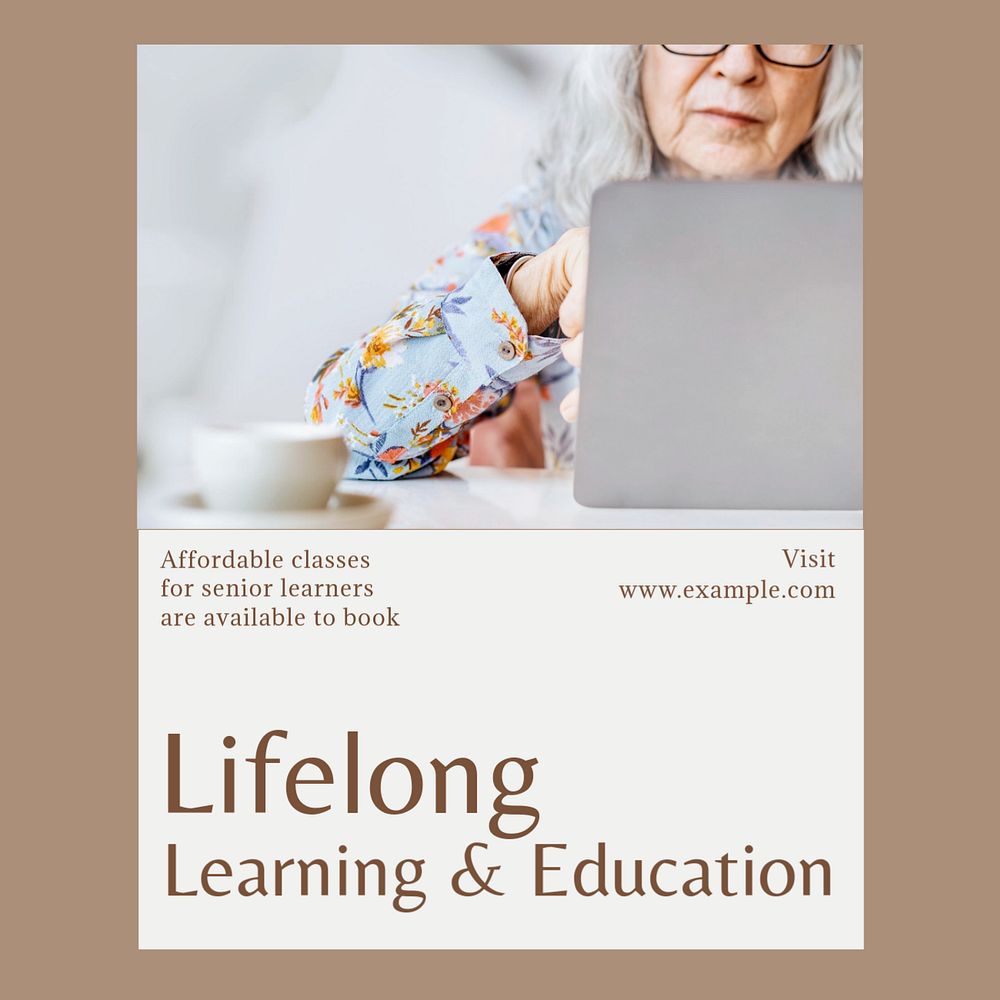 Lifelong learning & education Instagram post template, editable text