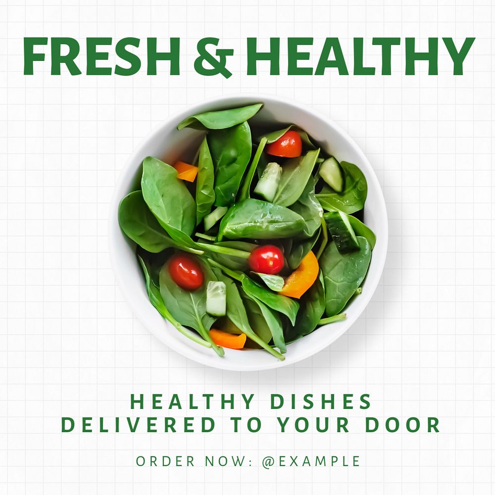 Fresh & healthy food Instagram post template, editable text