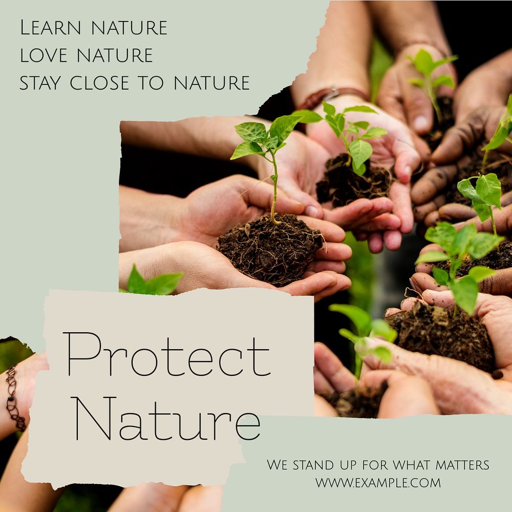 Protect nature Instagram post template, editable text