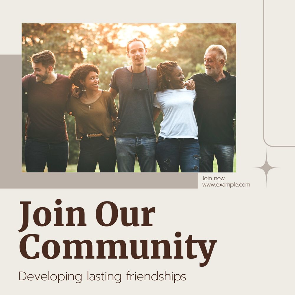 Join our community Instagram post template, editable text