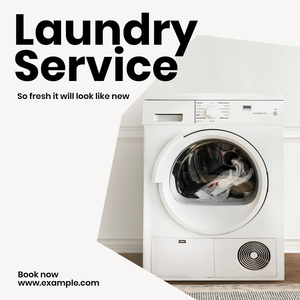 Laundry service Instagram post template, editable text