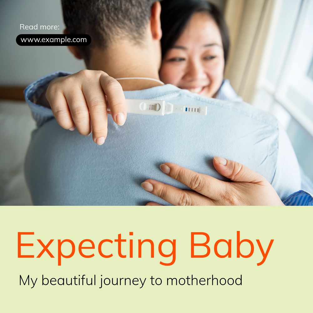 Expecting baby Instagram post template, editable text