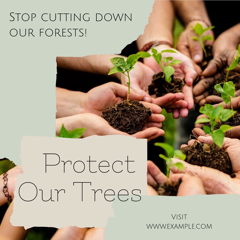 Protect our trees Instagram post template, editable text