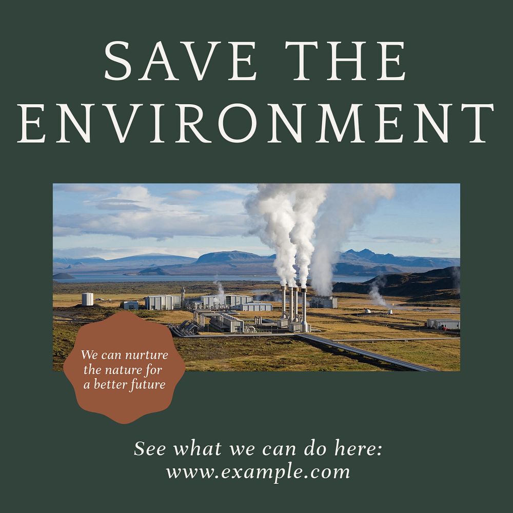 Save environment Instagram post template, editable text