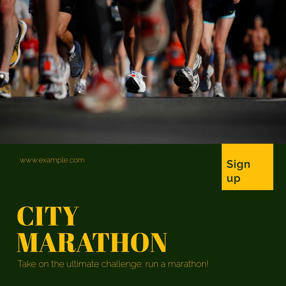 City marathon Instagram post template, editable text