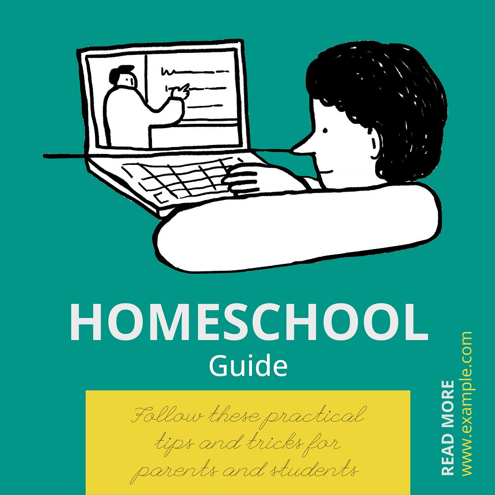 Homeschool guide Instagram post template, editable text