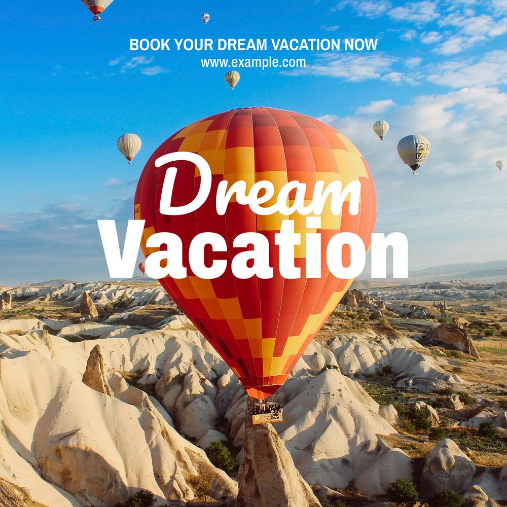 Dream vacation Instagram post template, editable text