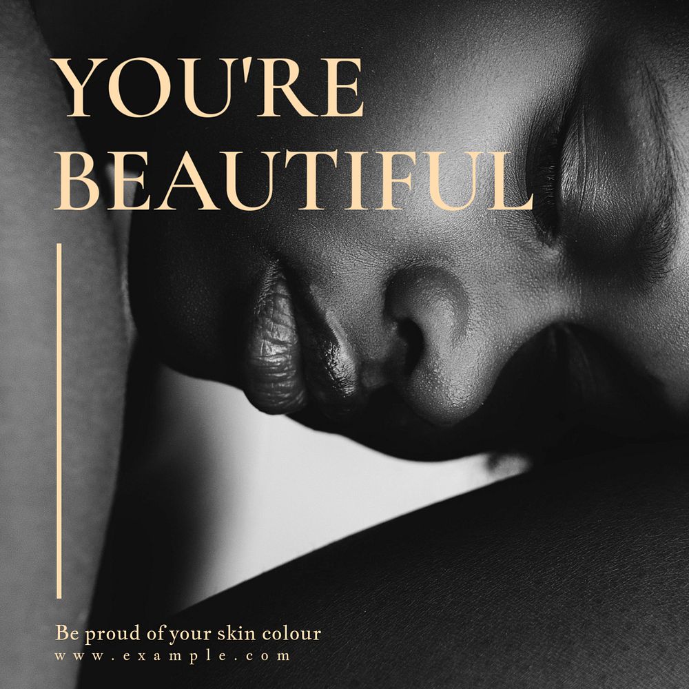 Black is beautiful Instagram post template, editable text