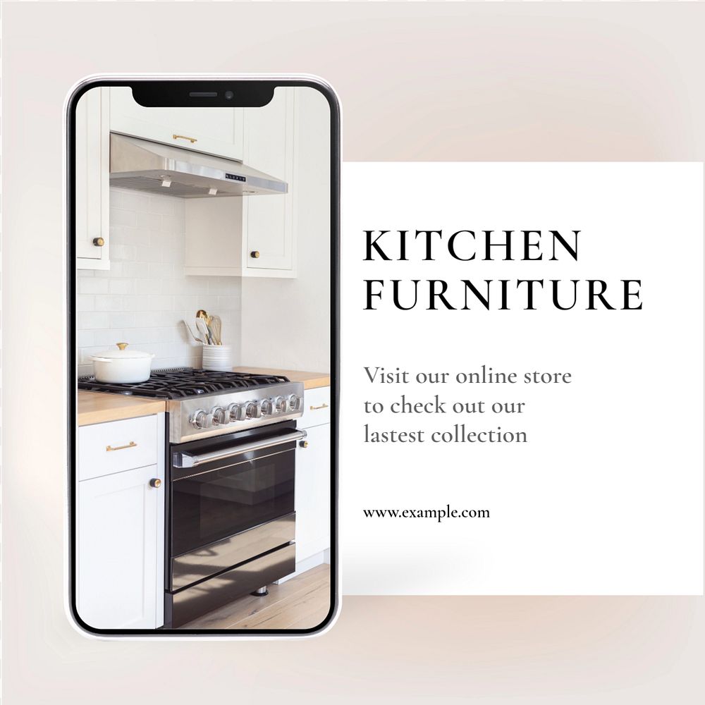 Kitchen furniture Instagram post template, editable text