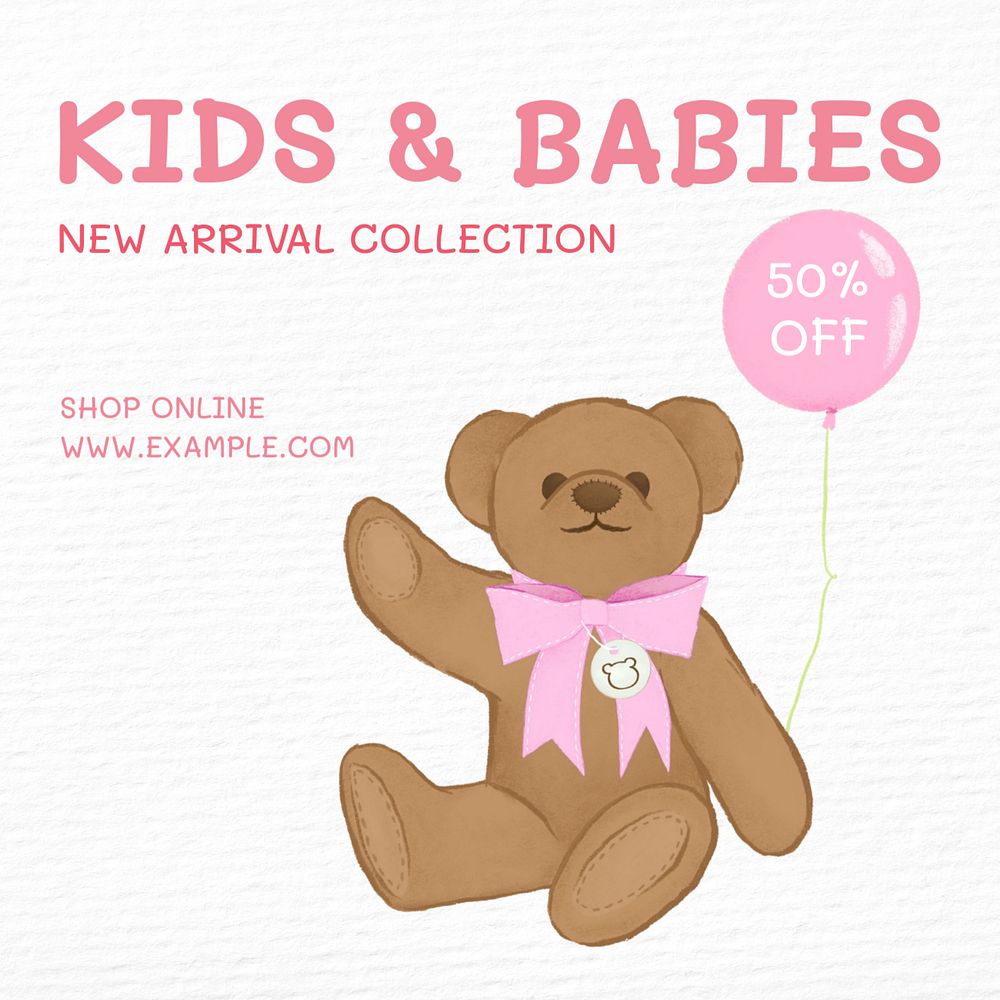 Sale, kid & baby Instagram post template, editable text