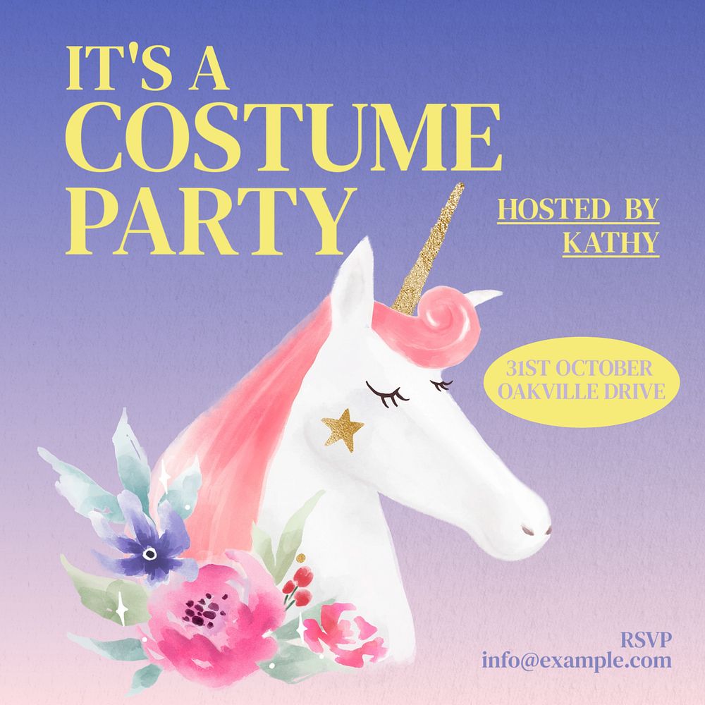 Costume party Instagram post template, editable text