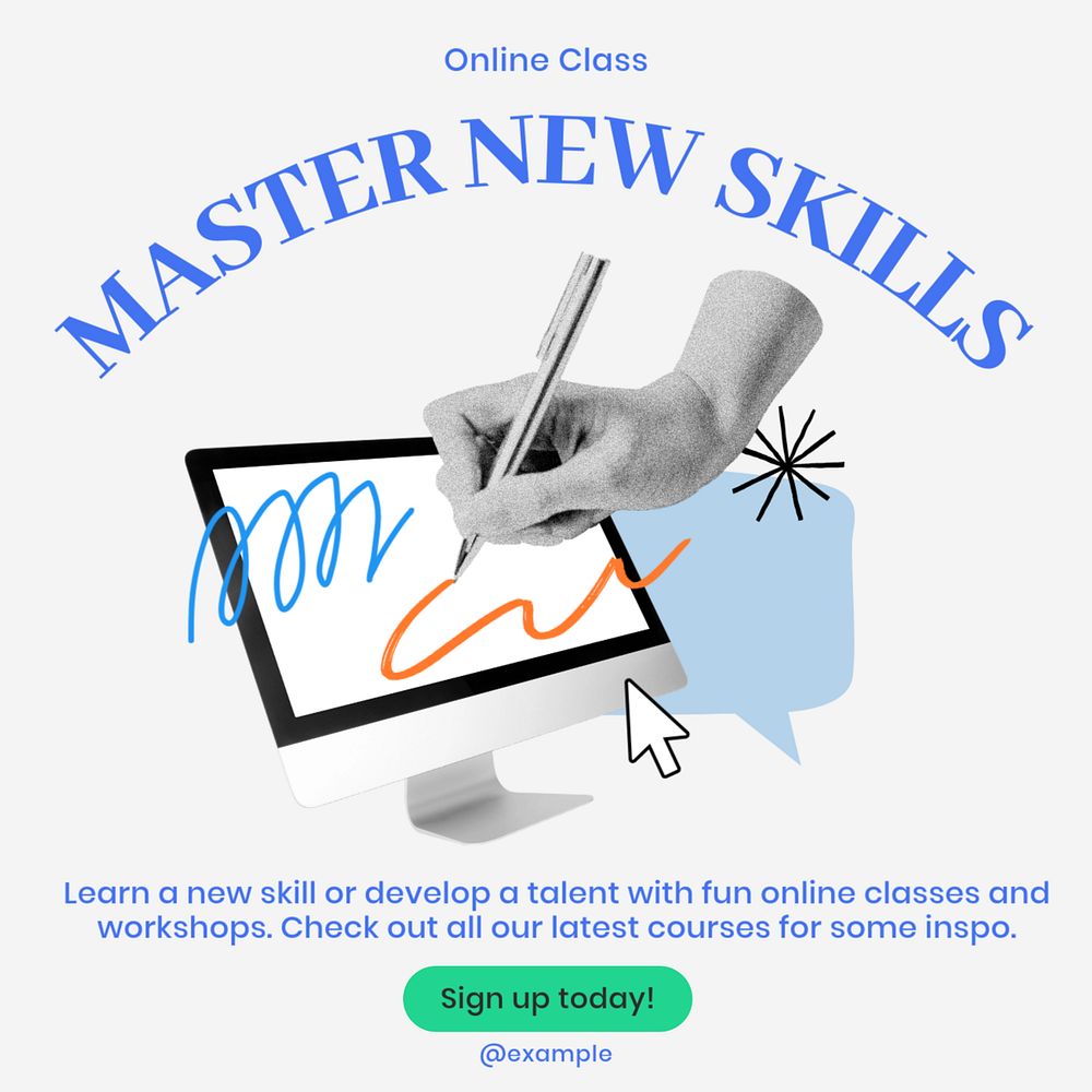 Master new skills Instagram post template, editable text