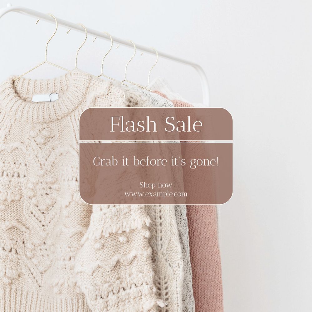 Flash sale Instagram post template, editable text