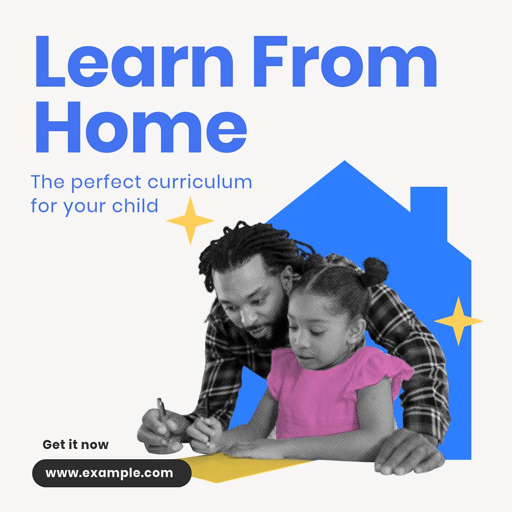 Home school Instagram post template, editable text