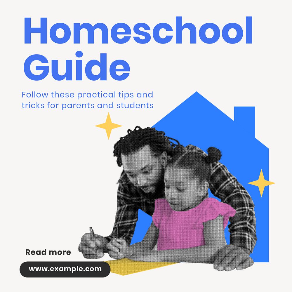 Homeschool guide Instagram post template, editable text