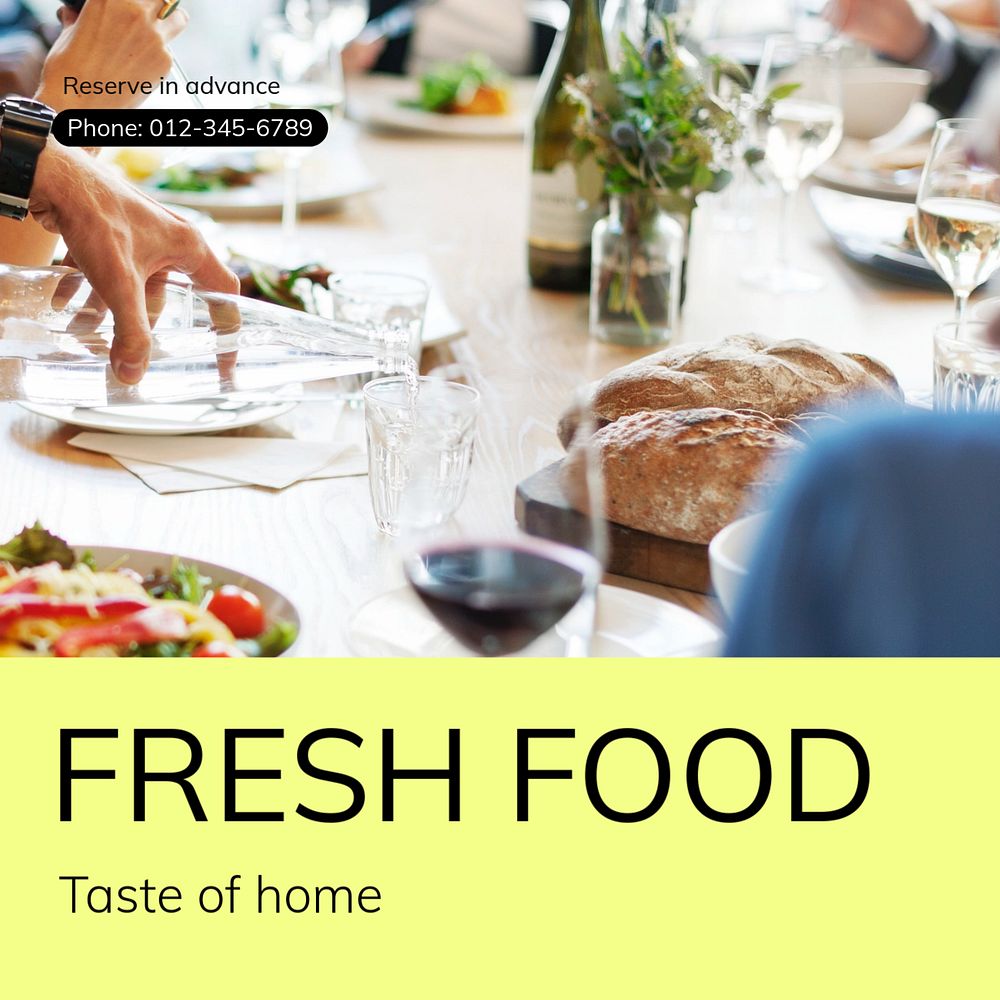 Fresh food Instagram post template, editable text