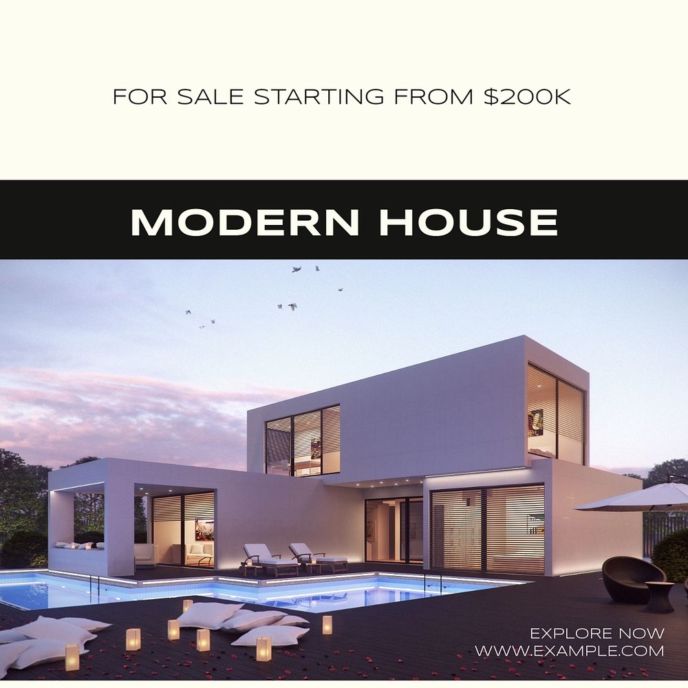 Modern house Instagram post template, editable text