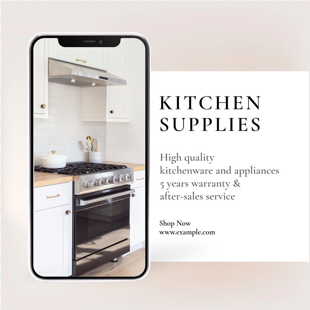 Kitchen supplies Instagram post template, editable text