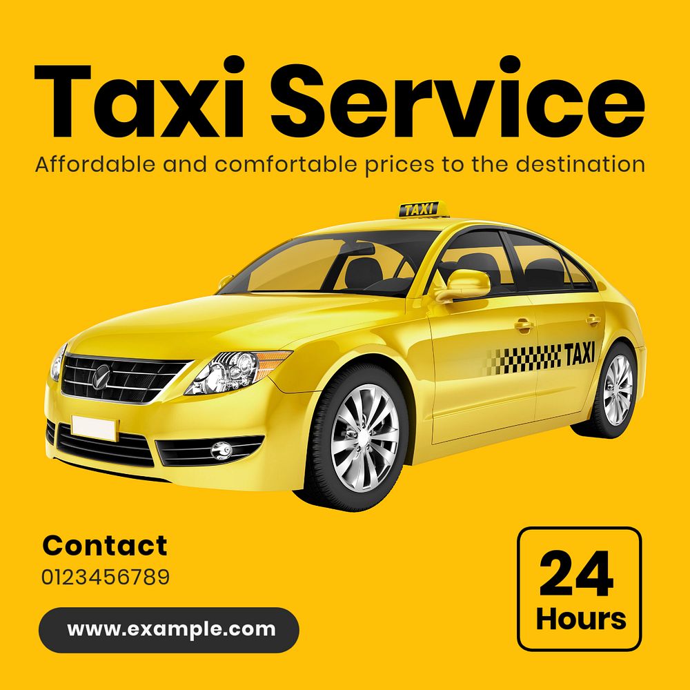 Taxi service Instagram post template, editable text