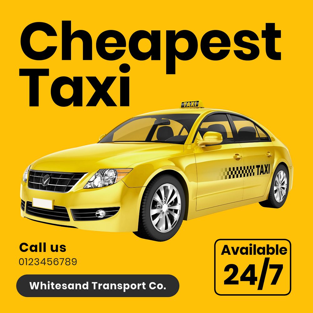 Taxi service Instagram post template, editable text