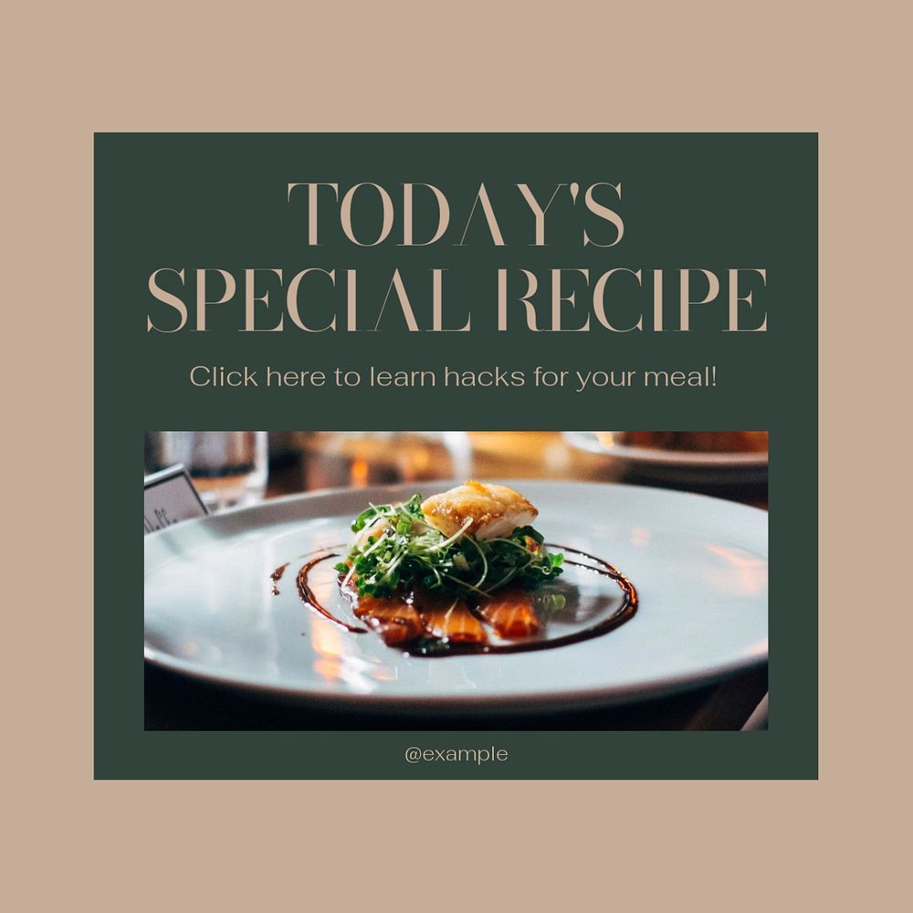 Today's special recipe Instagram post template, editable text