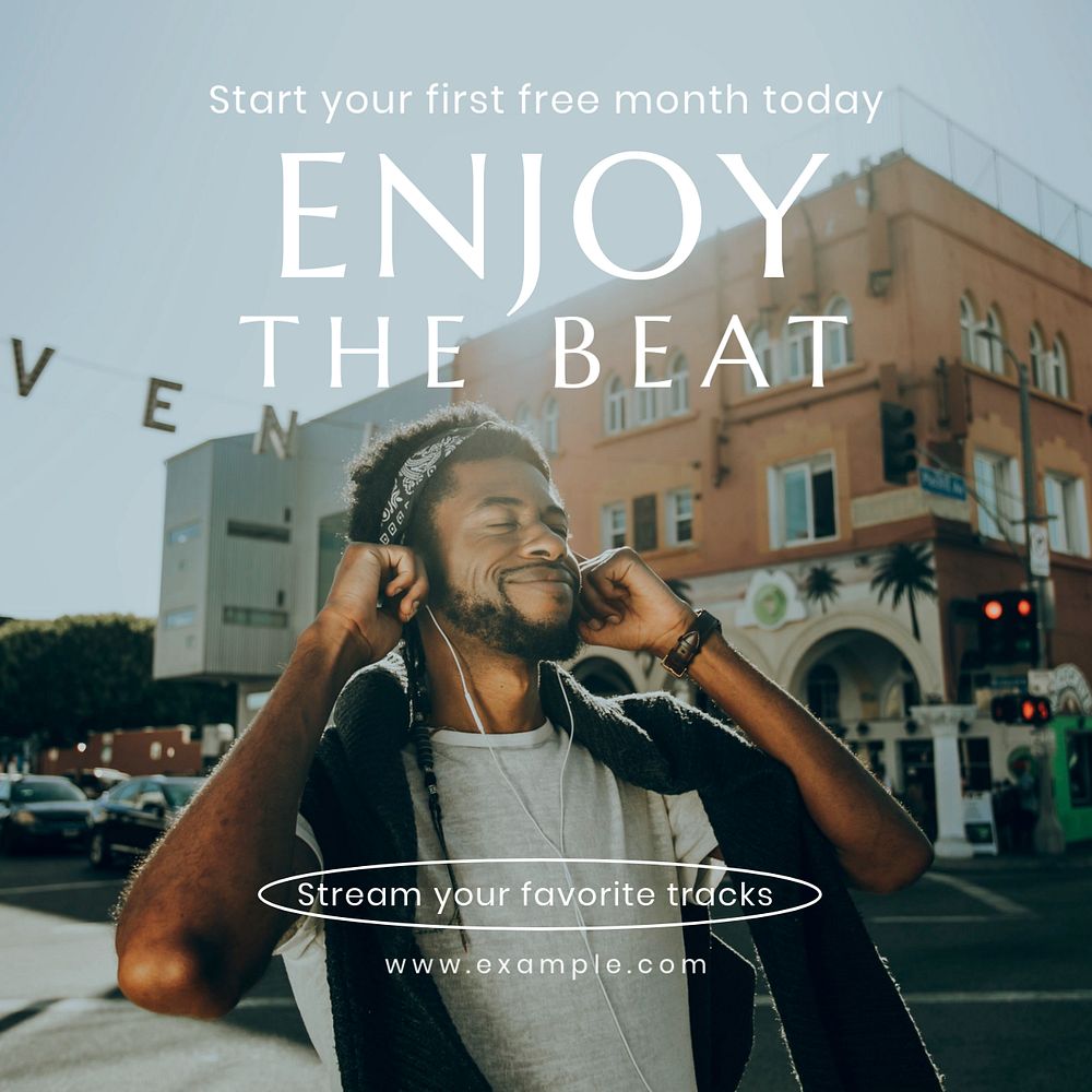 Enjoy the beat Instagram post template, editable text