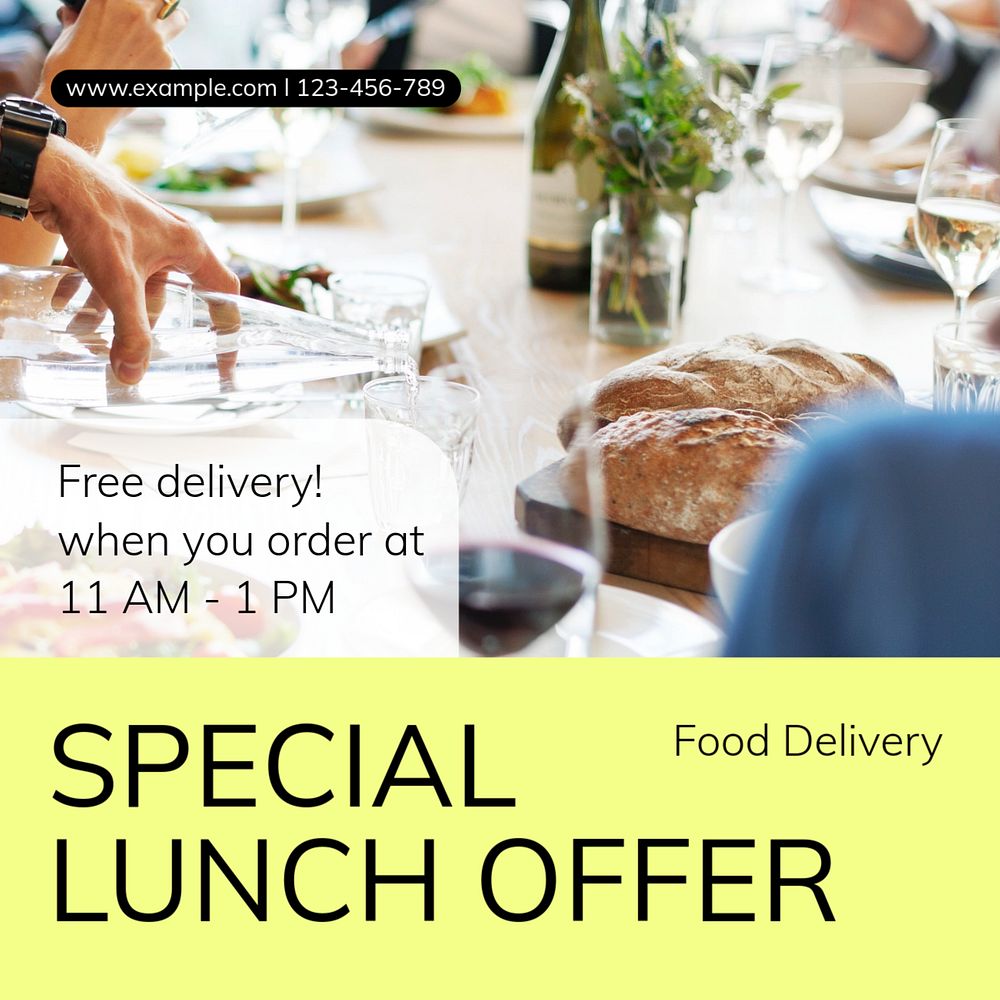 Food delivery Instagram post template, editable text