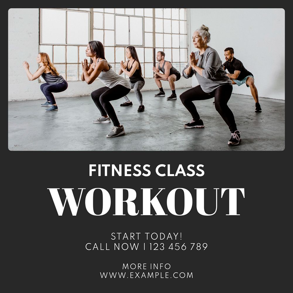 Gym Fitness Class Instagram post template, editable text